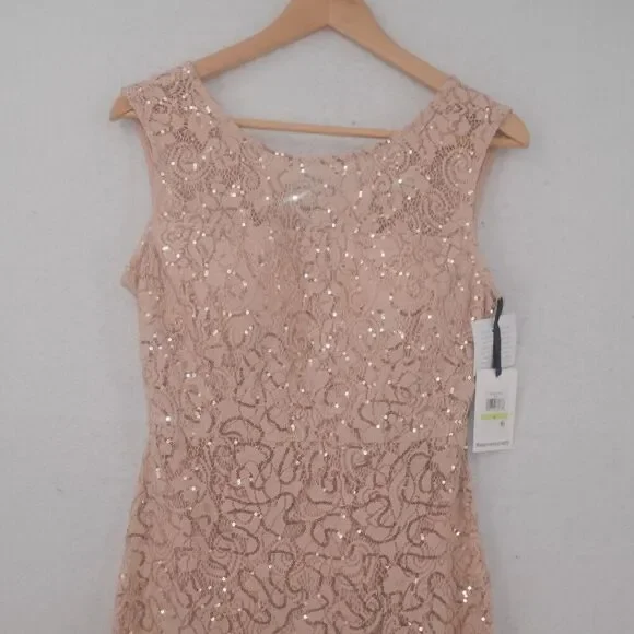 NEW Kensie Women's 4 Flounced Hem Sequin Asymmetric Midi Dress Blush Pink - Picture 6 of 15